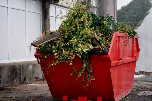 Variety of construction debris collected for clearance